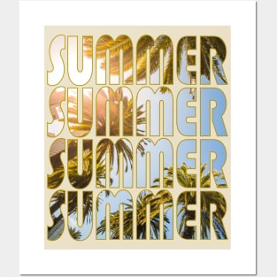 Summer Palm Trees In Text Posters and Art